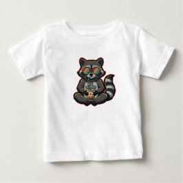 De Bebé Camiseta Mapache Genial Bebiendo Café con Hielo Le