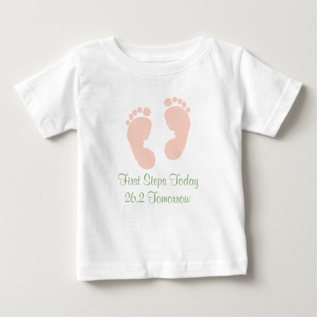 De Bebé Camiseta Marathon Baby Pink Footprint (Anverso)