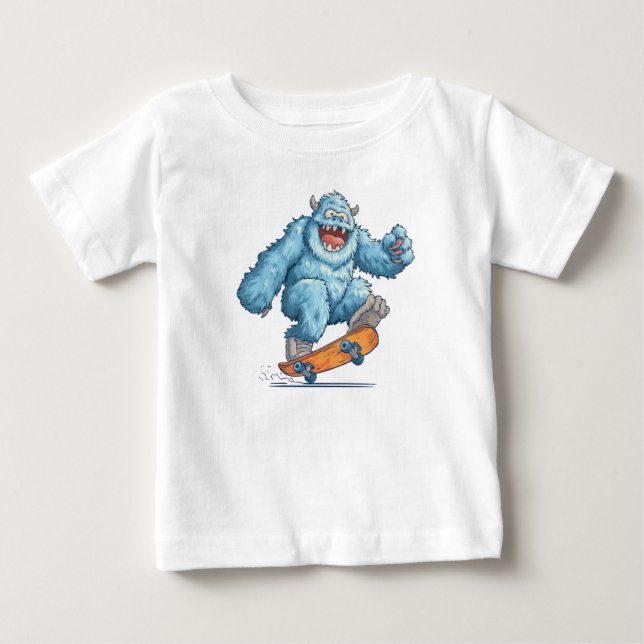 De Bebé Camiseta mascota Yeti Snowboarding (Anverso)