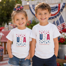 Camiseta moderna personalizada patriótica para niñ