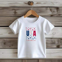 Camiseta moderna personalizada patriótica para niñ