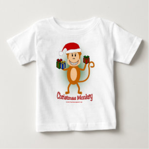 De Bebé Camiseta Monkey navidades