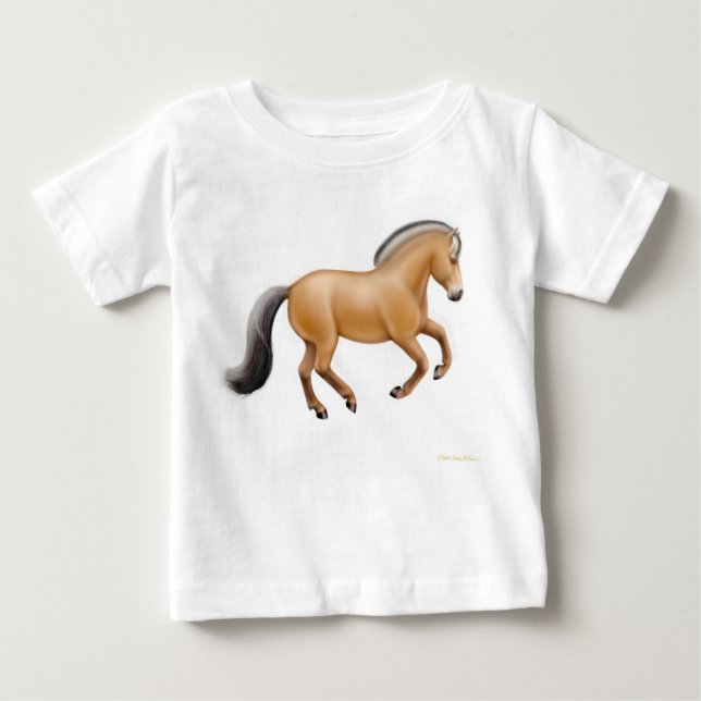 De Bebé Camiseta noruega del niño del caballo del fiordo (Anverso)