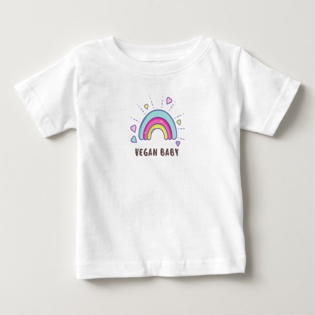 De Bebé Camiseta para bebés vegana - Arcoiris y corazón -  (Anverso)
