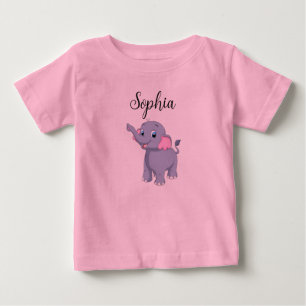 De Bebé Camiseta para elefantes bebés con nombre editable