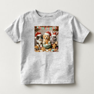 De Bebé Camiseta para Navidades pequeños con perro, gato,