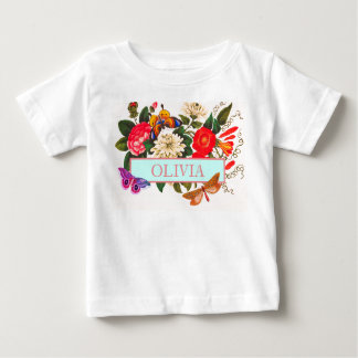 De Bebé Camiseta PARA NIÑAS BEBÉS DIY NOMBRE FLORES JAPONE