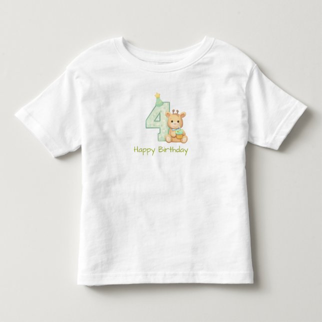 De Bebé Camiseta para Niño/a en su 4º Cumpleaños Oso Lindo (Anverso)
