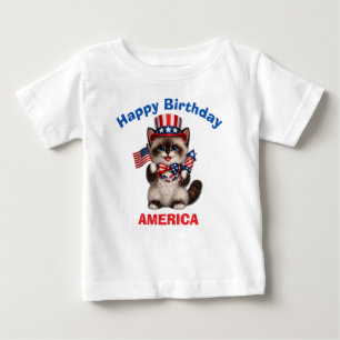 De Bebé Camiseta para niño patriota con gatito siamés (1o)