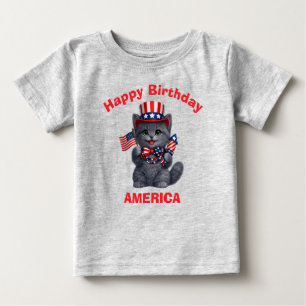De Bebé Camiseta para niño patriótica con gatito azul ruso