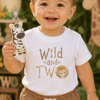 De Bebé Camiseta para niño salvaje y dos leones cumpleaños