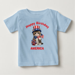 De Bebé Camiseta para niños patrióticos con gatito (1a)