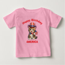 Camiseta para niños patrióticos con gatito (1b)