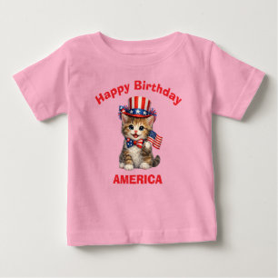 De Bebé Camiseta para niños patrióticos con gatito (1b)