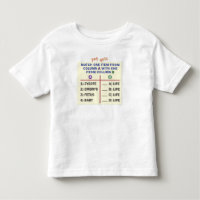 Camiseta para niños pequeños con un cuestionario.