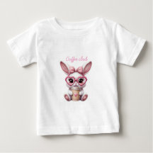 Camiseta para niños pequeños del Cute Bunny Coffee