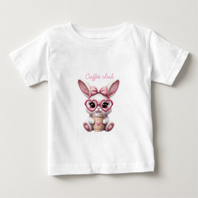 De Bebé Camiseta para niños pequeños del Cute Bunny Coffee (Anverso)