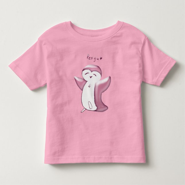 De Bebé Camiseta Pengu Pingüino Feliz(DustyRose) Niño (Anverso)