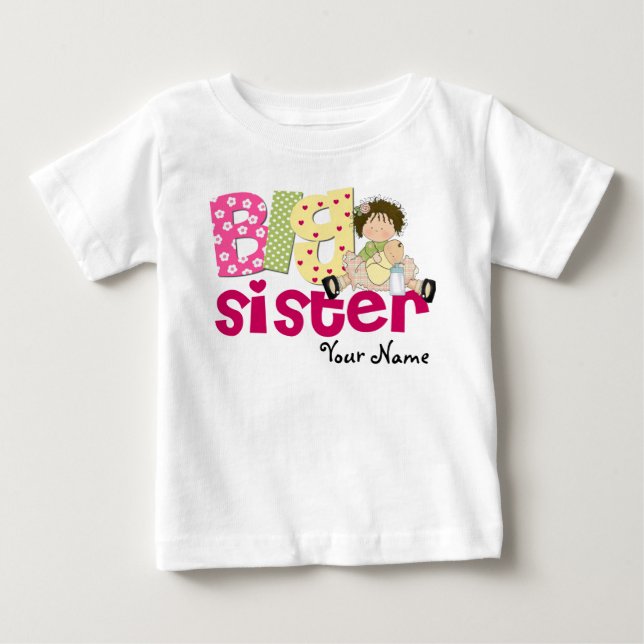 De Bebé Camiseta personalizada Big Sister Brunette (Anverso)
