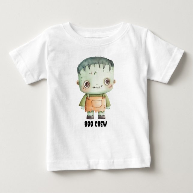 De Bebé Camiseta personalizada "Boo Crew" con Frankenstein (Anverso)