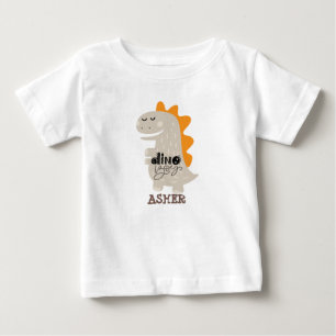 De Bebé Camiseta personalizada con nombre dino lindo para
