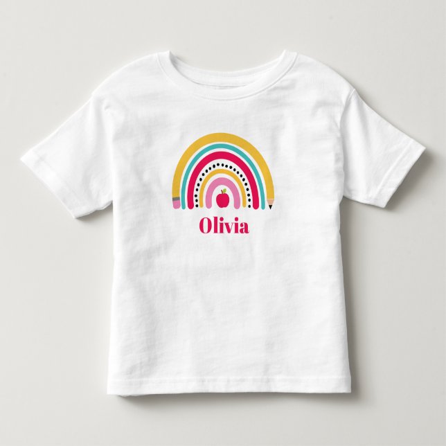 De Bebé Camiseta personalizada con nombre y arcoiris para  (Anverso)