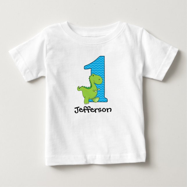 De Bebé Camiseta Personalizada Cumpleaños Dinosaurio Uno (Anverso)