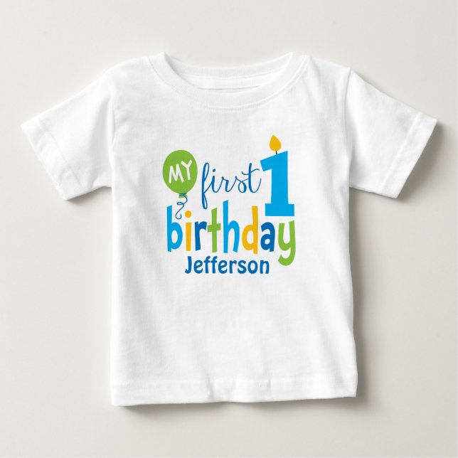De Bebé Camiseta Personalizada Cumpleaños Primero (Anverso)