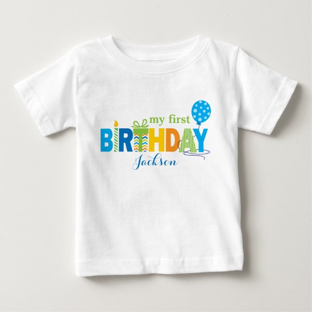 De Bebé Camiseta Personalizada Cumpleaños Primero (Anverso)