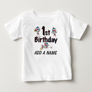 De Bebé Camiseta personalizada del cumpleaños del béisbo