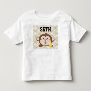 De Bebé Camiseta personalizada del niño del mono, blanca
