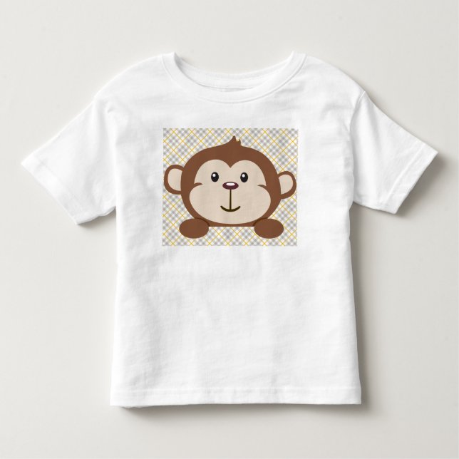 De Bebé Camiseta personalizada del niño del mono, blanca (Anverso)