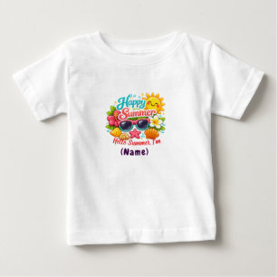 De Bebé Camiseta Personalizada Feliz Verano Niños.Nombre P