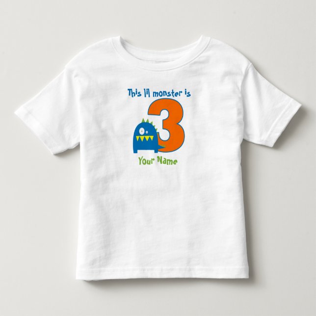 De Bebé Camiseta personalizada Lil Monster 3º cumpleaños (Anverso)