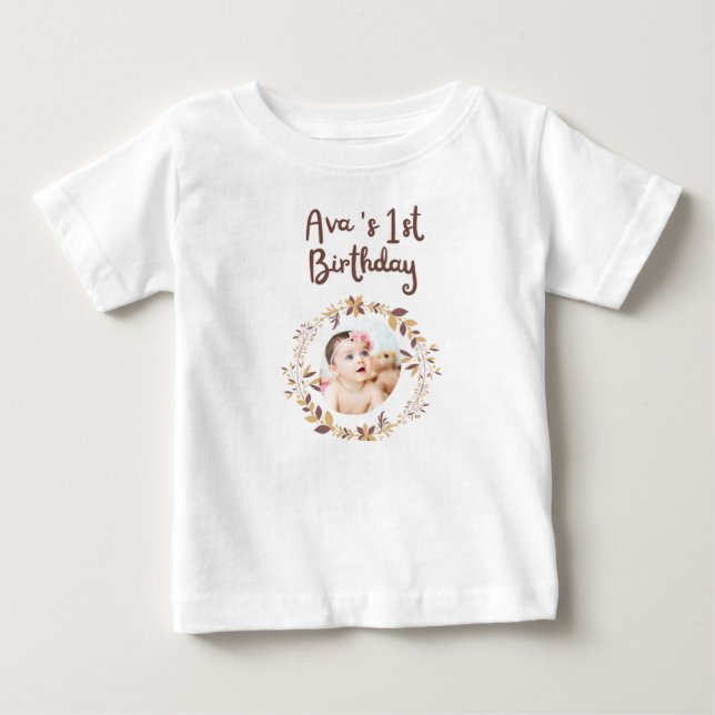 De Bebé Camiseta personalizada para el primer cumpleaños | (Anverso)