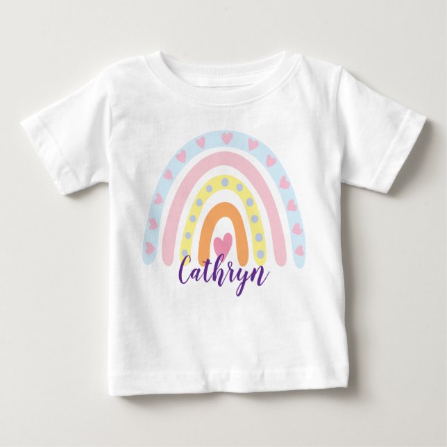 De Bebé Camiseta personalizada para niños arcoiris - Nombr (Anverso)