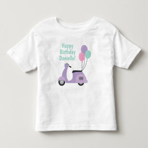 De Bebé Camiseta personalizada Pastel Scooter & Balloons