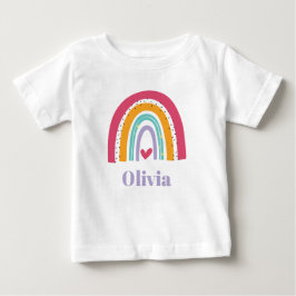 De Bebé Camiseta personalizada rosa y púrpura arcoíris