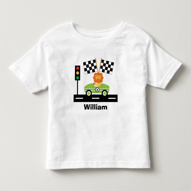 De Bebé Camiseta racecar con león (Anverso)