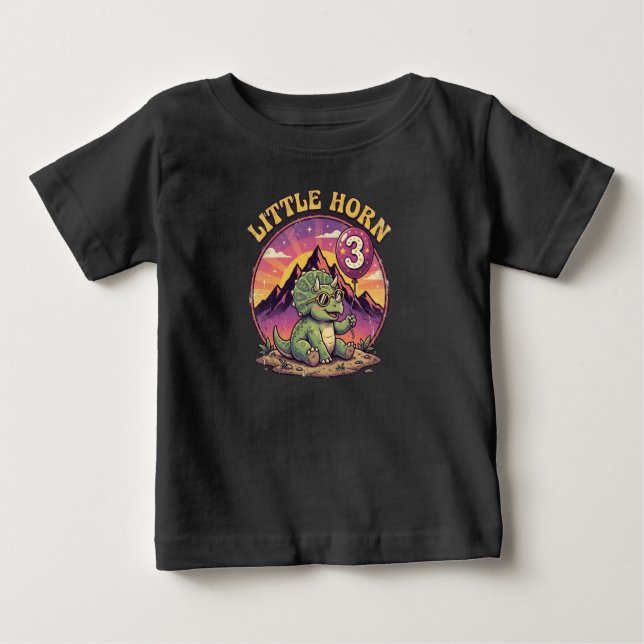 De Bebé Camiseta Retro Dino Little Horn (Anverso)