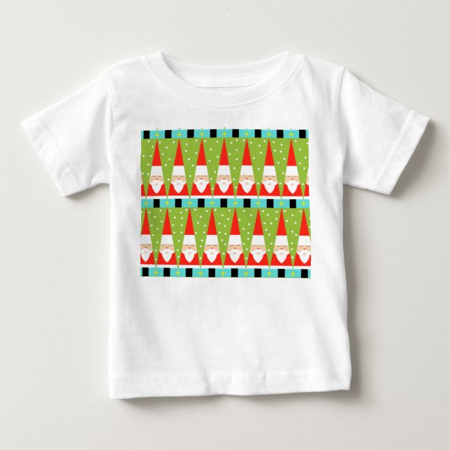 De Bebé Camiseta Retro Geométrica Santa Toddler Ruffle (Anverso)