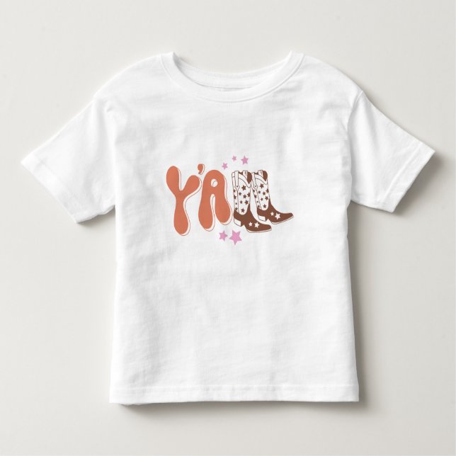 De Bebé Camiseta retro "Y'all" para niños pequeños con dis (Anverso)