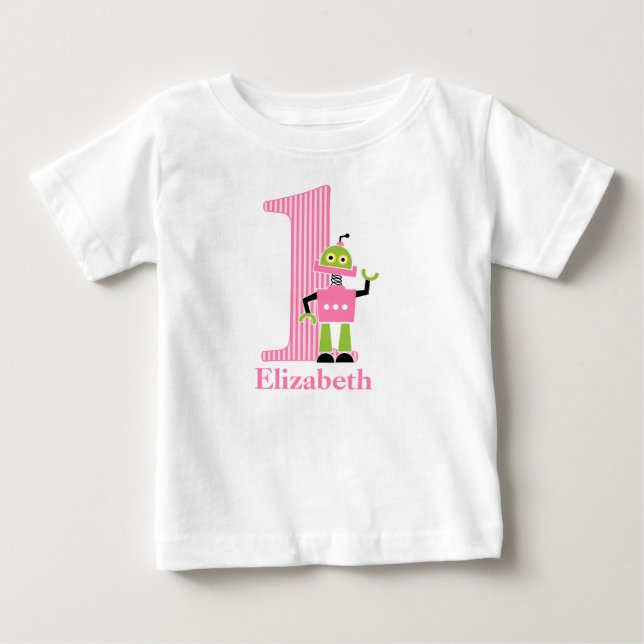 De Bebé Camiseta Robot cumpleaños 1 (Anverso)