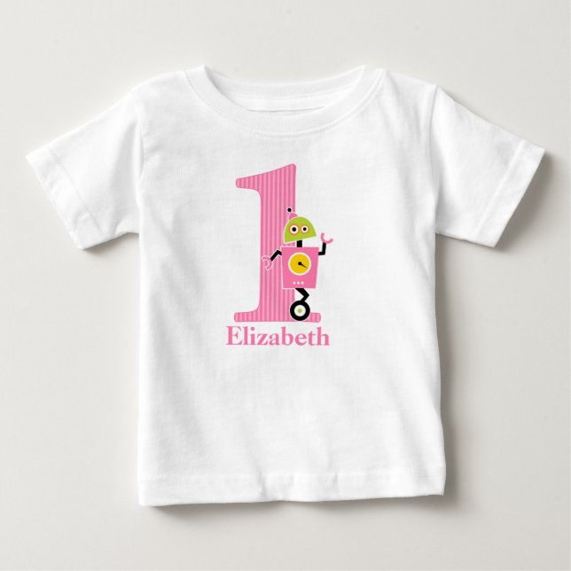 De Bebé Camiseta Robot Cumpleaños 1 (Anverso)
