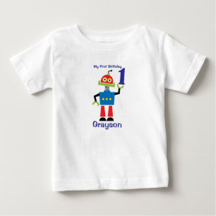 De Bebé Camiseta Robot Cumpleaños 1