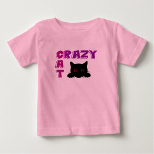 De Bebé Camiseta rosa "Crazy Cat" para niños.