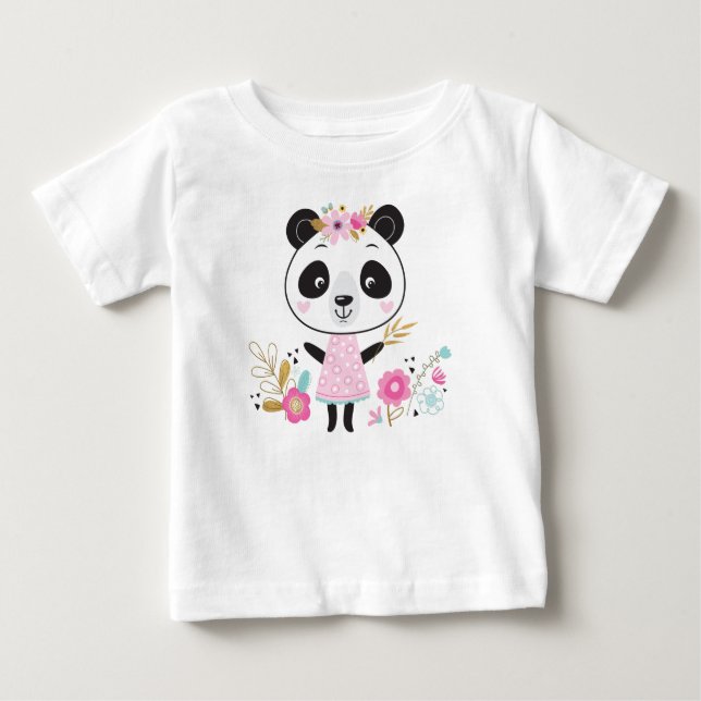 De Bebé Camiseta rosa panda Adorable Girly (Anverso)