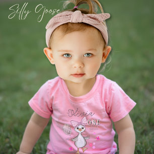 De Bebé Camiseta Silly Goose 1er Cumpleaños Lazo Rosa