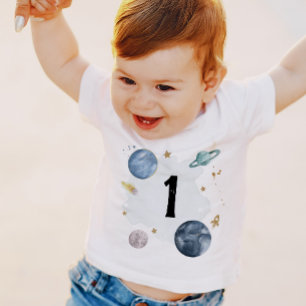 De Bebé Camiseta Space 1st Cumpleaños Planetas Galaxia Uno