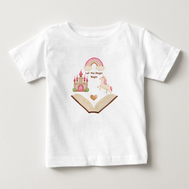 De Bebé Camiseta Unicornio Castillo Arcoiris Niña | Cuento (Anverso)